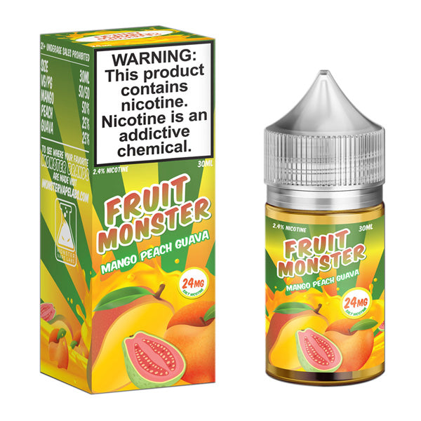 Jam Monster Salt Series E-Liquid | 30mL | 24mg | Fruit Mango Peach Guava with packaging