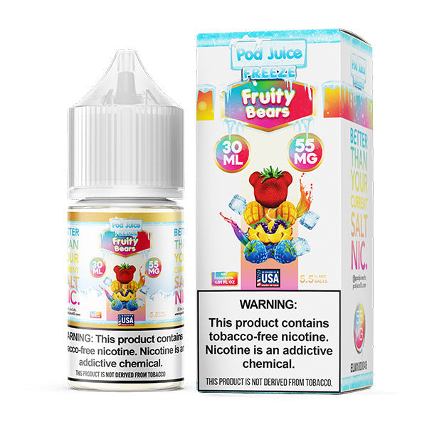 Pod Juice | TFN Salt Series E-Liquid | 30mL | 55mg | (Salt Nic) | Fruity Bears Freeze with packaging