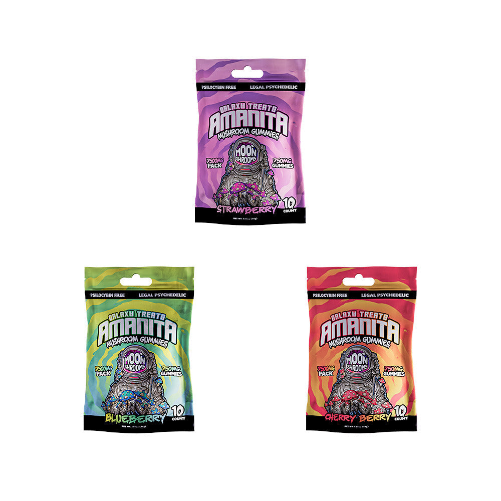 Galaxy Treats Mushroom Gummies (7500mg 10ct Pouch) Group Photo