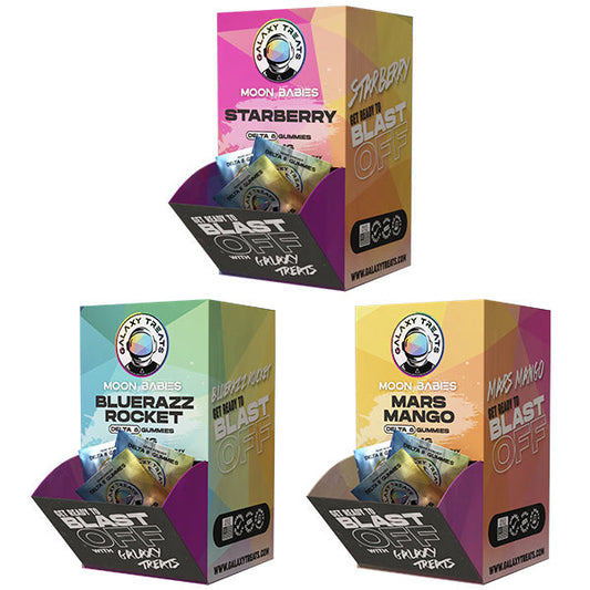 Galaxy Treats Moon Babies D8 Gummies 50mg 2-Pack (50pc Gravity Feeder Display)-Group Photo
