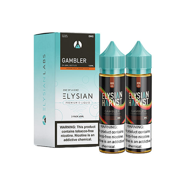 Elysian Series E-Liquid | 120mL | (Freebase) | 0mg | Gambler with packaging