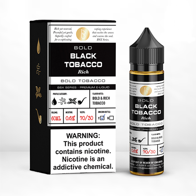 GLAS BSX TFN Series E-Liquid | 0mg | 60mL | (Freebase) | Bold Rich Black Tobacco with packaging