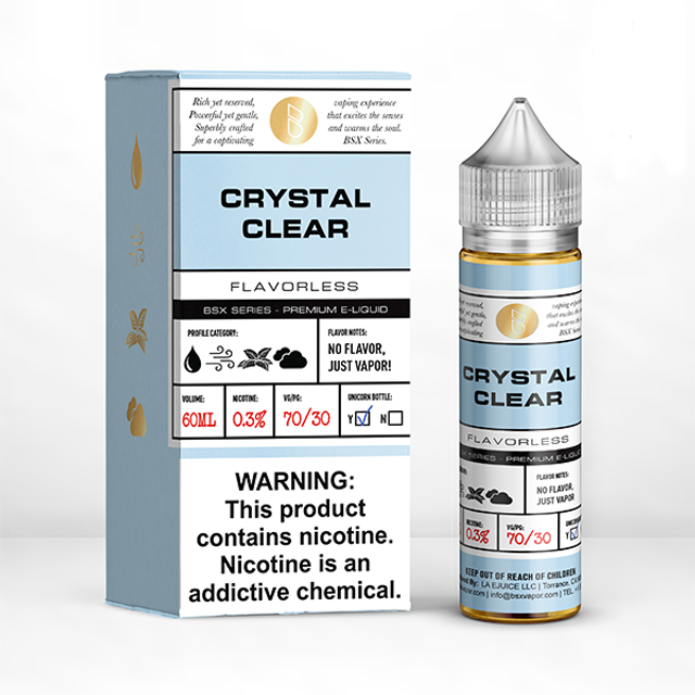 GLAS BSX TFN Series E-Liquid | 0mg | 60mL | (Freebase) | Crystal Clear with packaging