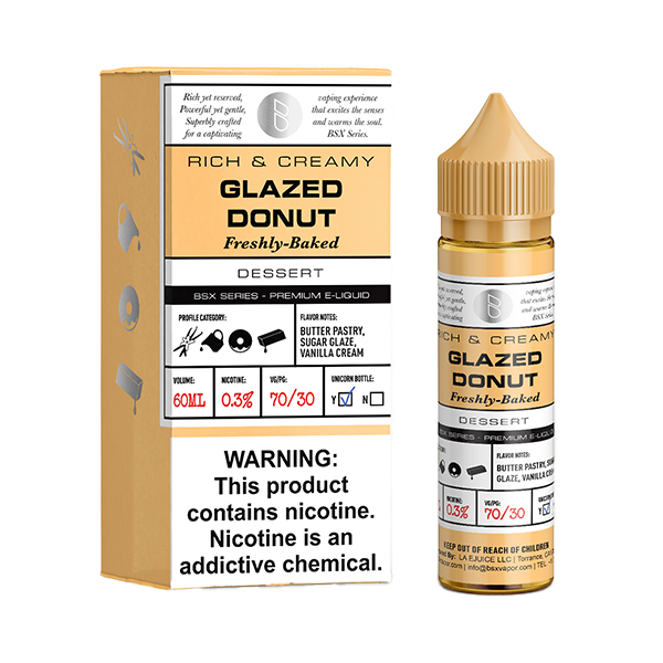 GLAS BSX TFN Series E-Liquid | 0mg | 60mL | (Freebase) | Glazed Donut with Packaging