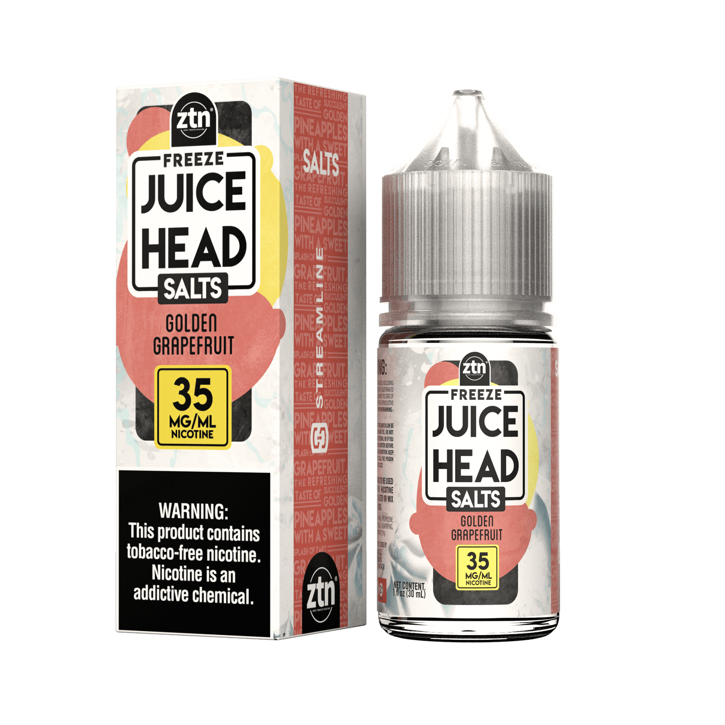 Juice Head Salt Series E-Liquid | 30mL | 35mg | Salt Nic | Golden Grapefruit Freeze with packaging