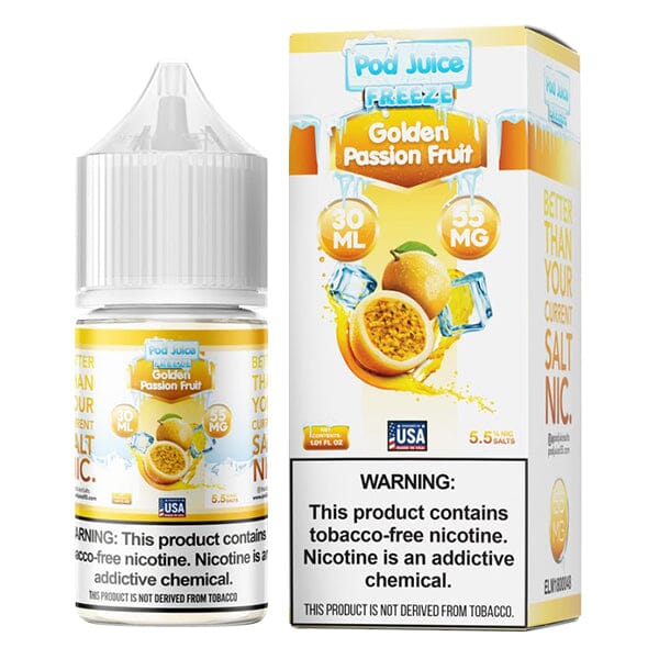 Pod Juice Salt TFN Series E-Liquid | 30mL | 55mg | (Salt Nic) | Golden Passion Fruit Freeze with Packaging