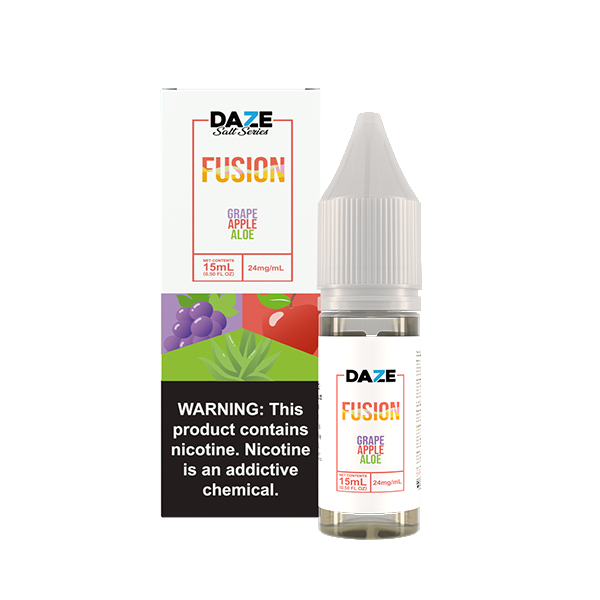 7Daze Fusion Salt Series E-Liquid | 15mL | (Salt Nic) | 24mg | Grape Apple Aloe with packaging