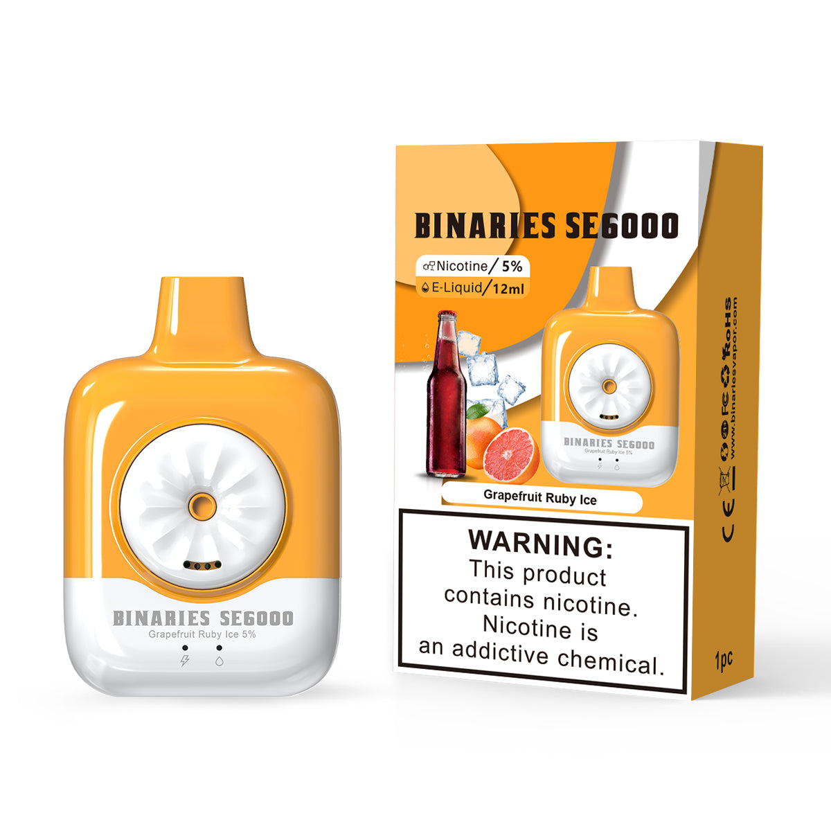 HorizonTech Binaries Cabin Disposable SE | 6000 Puffs | 12mL | 50mg | MOQ 10 | Grape Fruit Ruby Ice with Packaging