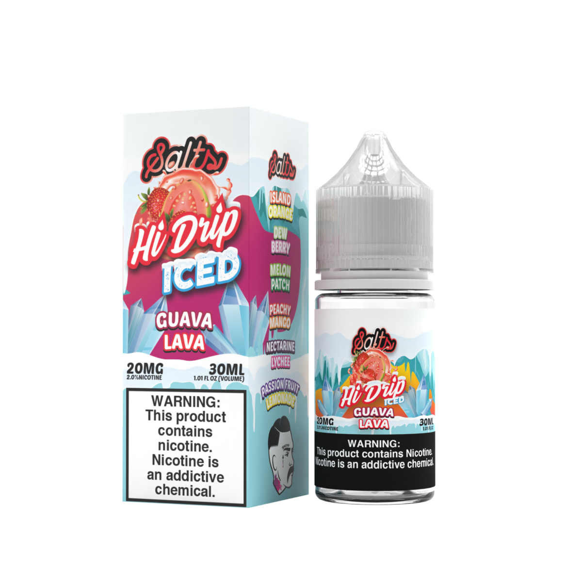 Hi-Drip Salt Series E-Liquid | 30mL | 20mg | (Salt Nic) | Guava Lava Iced with packaging 