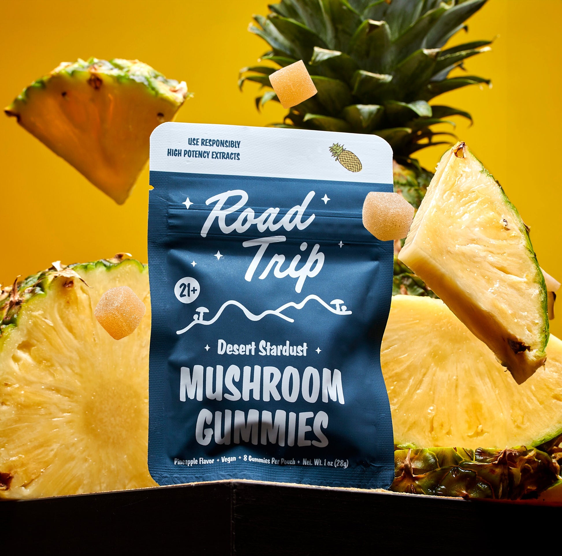 Road Trip Mushroom Gummies (28000mg 8ct Pouch) - Desert Stardust Mushroom Pineapple