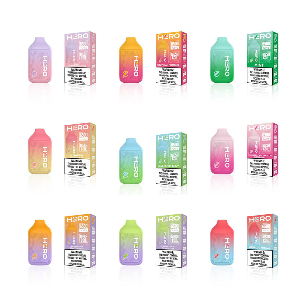 Hero Disposable 6500 Puffs 9mL 50mg Group Photo 