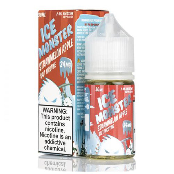 Jam Monster Salt Series E-Liquid | 30mL | 24mg | Ice Monster Strawmelon Apple with packaging