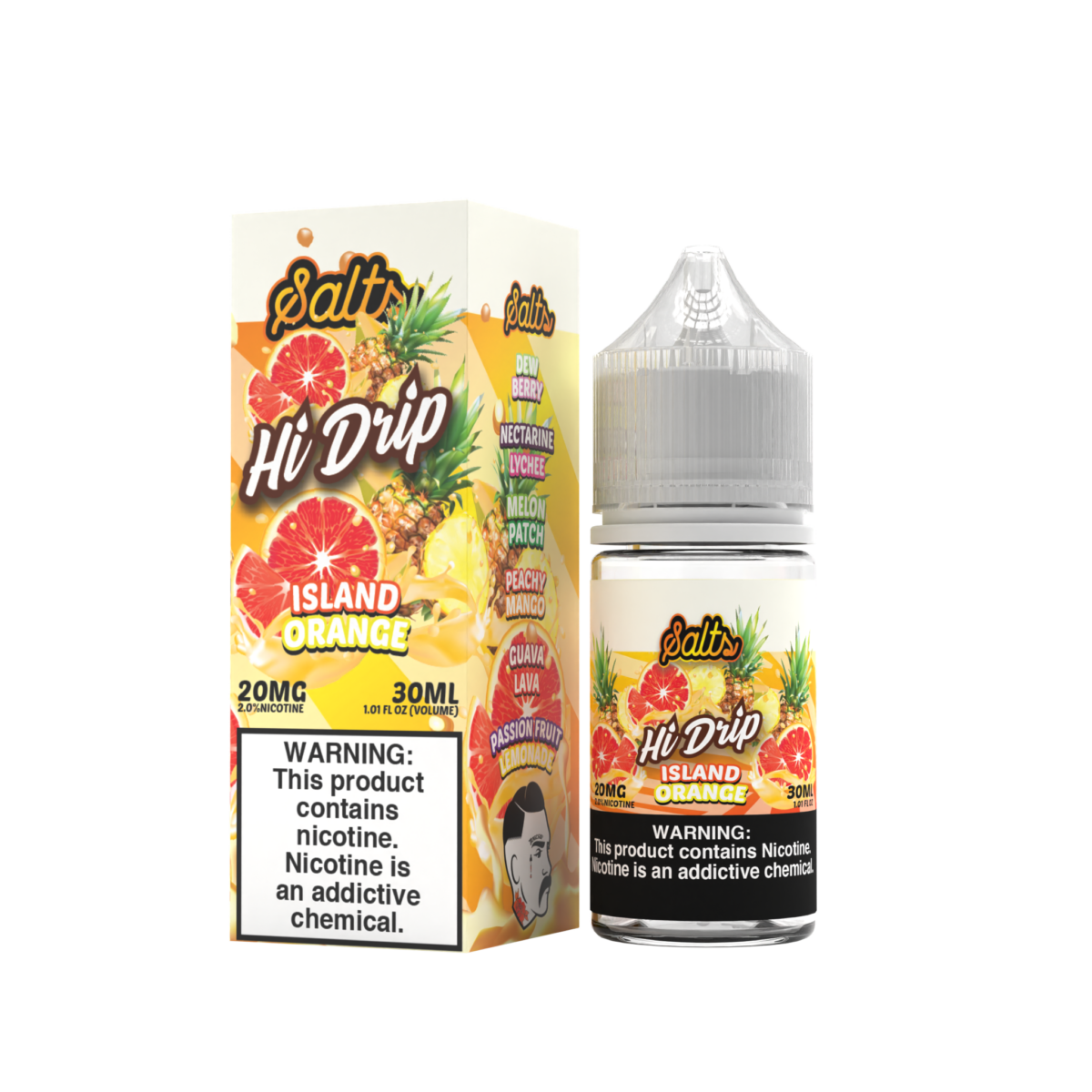 Hi-Drip Salt Series E-Liquid | 30mL | 20mg | (Salt Nic) | Island Orange with packaging
