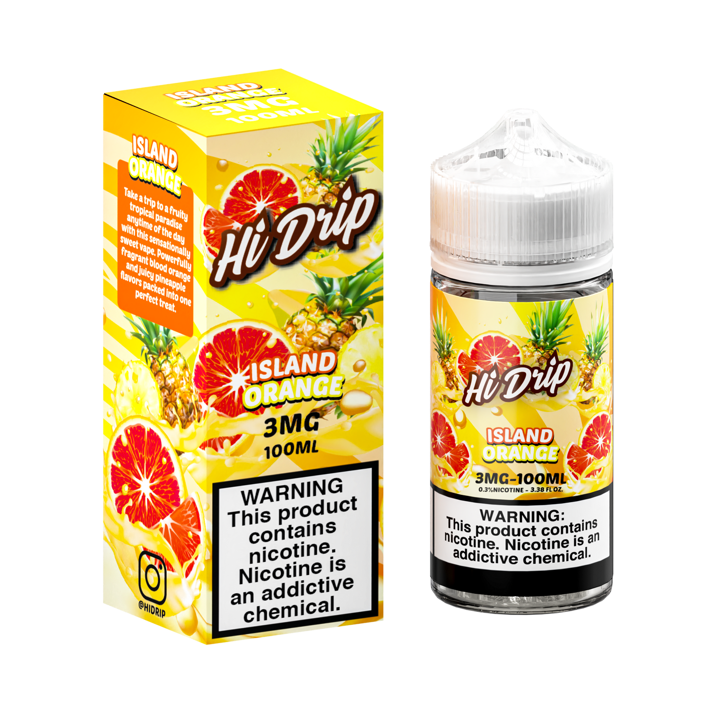 Hi-Drip Series E-Liquid | 100mL |(Freebase) | 3mg | Island Orange with packaging