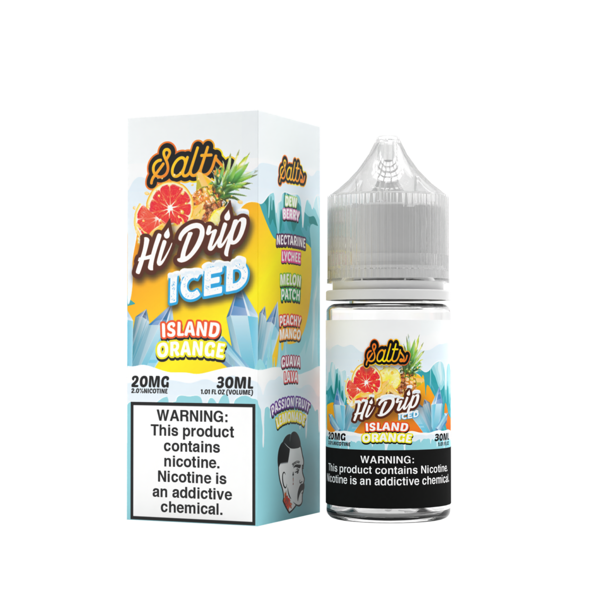 Hi-Drip Salt Series E-Liquid | 30mL | 20mg | (Salt Nic) | Island Orange Iced with packaging 