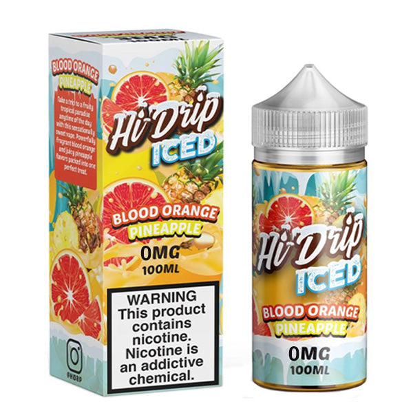 Hi-Drip Series E-Liquid | 100mL |(Freebase | 0mg | Blood Orange Pineapple Iced with packaging