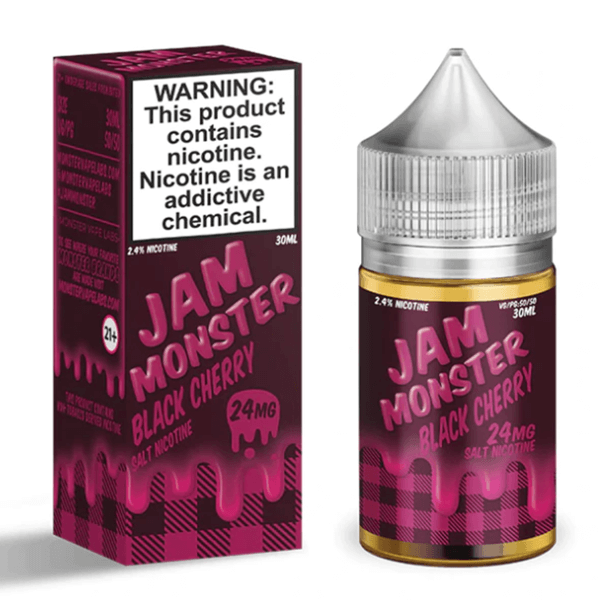 Jam Monster Salt Series E-Liquid | 30mL | 24mg | Jam Black Cherry with packaging