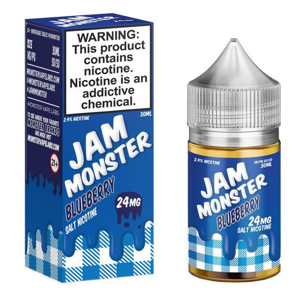 Jam Monster Salt Series E-Liquid | 30mL | 24mg | Jam Blueberry with packaging