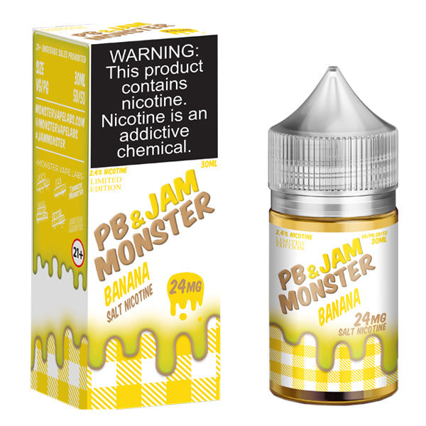 Jam Monster Salt Series E-Liquid | 30mL | 24mg | Jam PBJ Banana with packaging