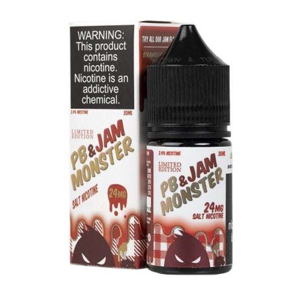 Jam Monster Salt Series E-Liquid | 30mL | 24mg | Jam PBJ Strawberry with packaging