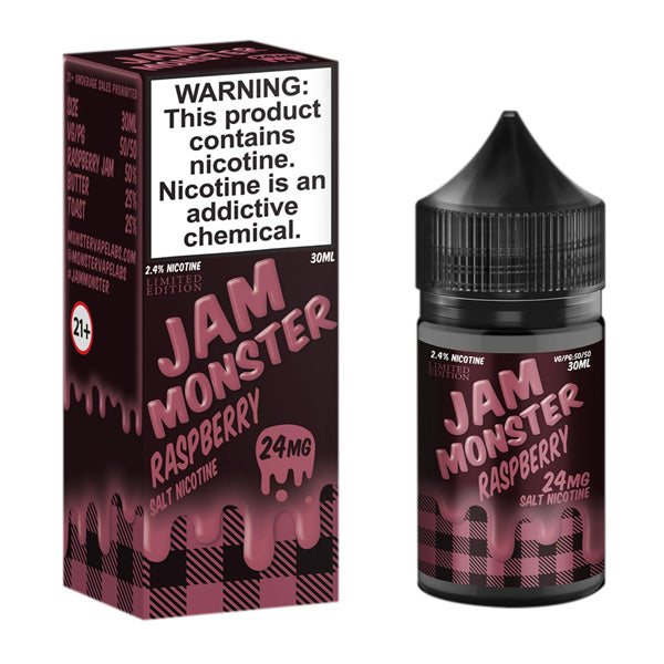 Jam Monster Salt Series E-Liquid | 30mL | 24mg | Jam Raspberry with packaging