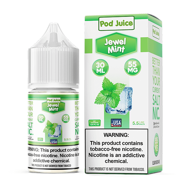 Pod Juice Salt Series E-Liquid | 30mL | 55mg | Jewel Mint with packaging