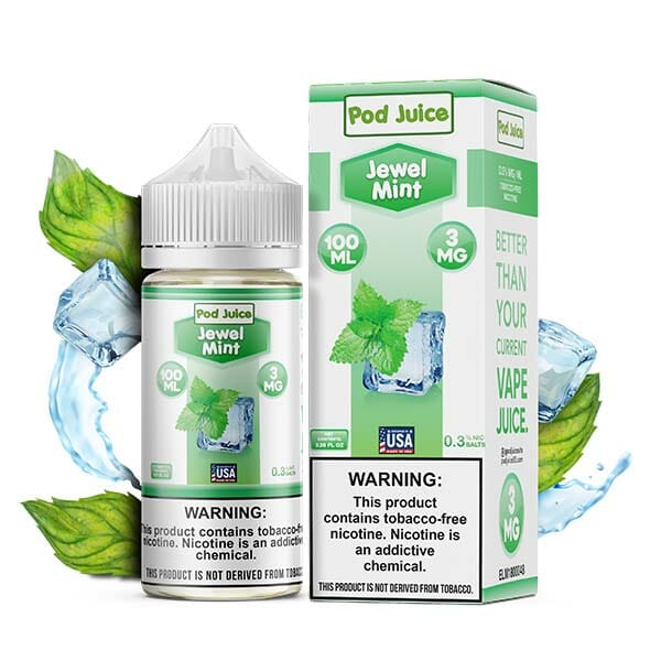 Pod Juice Series E-Liquid | 100mL | 3mg | (Freebase) | Jewel Mint with Packaging