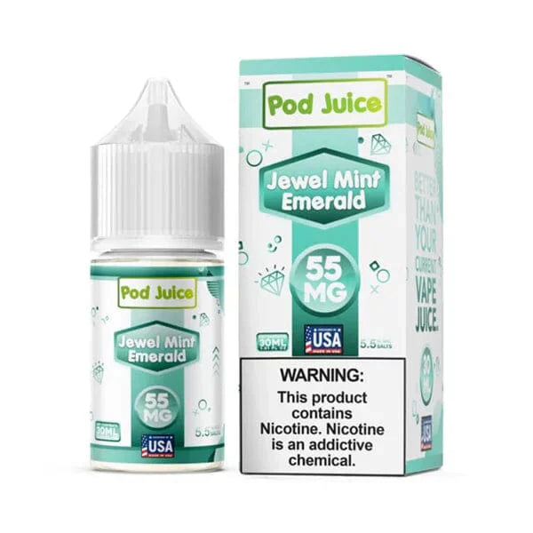 Pod Juice | TFN Salt Series E-Liquid | 30mL | 55mg | (Salt Nic) | Jewel Mint Emerald with Packaging