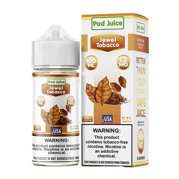 Pod Juice Series E-Liquid | 100mL | Freebase | 3mg | Jewel Tobacco with Packaging