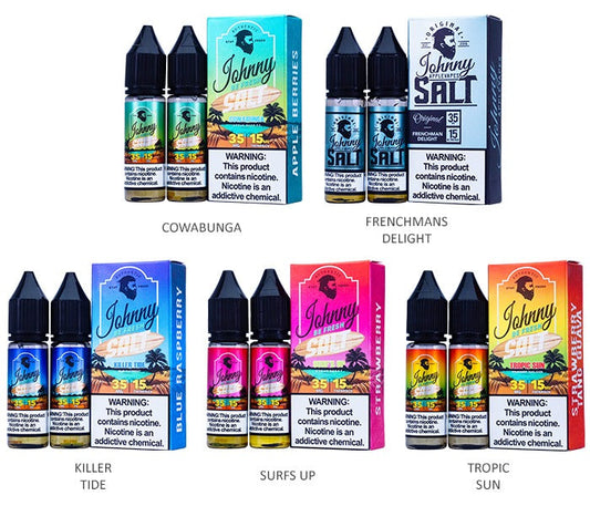 Johnny AppleVapes Salt Series E-Liquid | x2-15mL | Group Photo with packaging