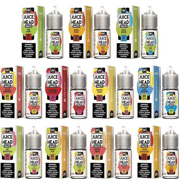 Juice Head Salt Series E-Liquid | 30mL |Salt Nic | Group Photo with packaging