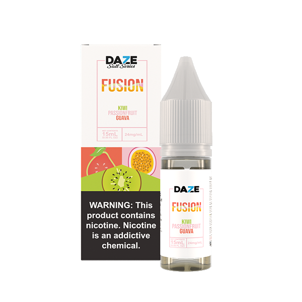 7Daze Fusion Salt Series E-Liquid | 15mL | (Salt Nic) | 24mg | Kiwi Passion Fruit Guava with packaging
