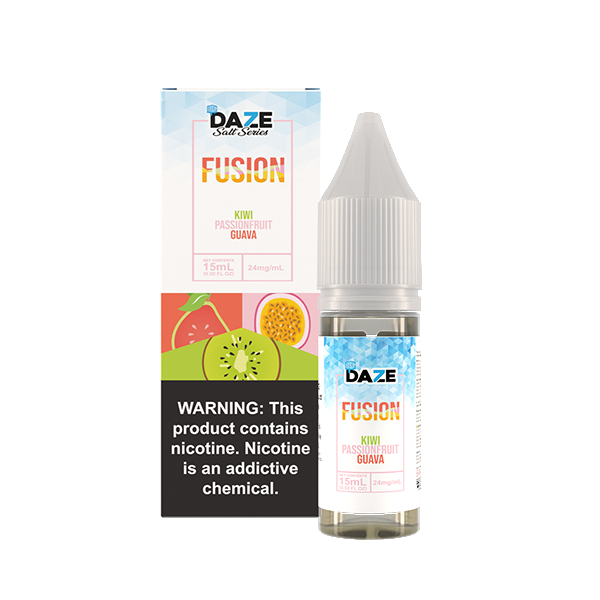7Daze Fusion Salt Series E-Liquid | 15mL | (Salt Nic) | 24mg | Kiwi Passion Fruit Guava Iced with packaging