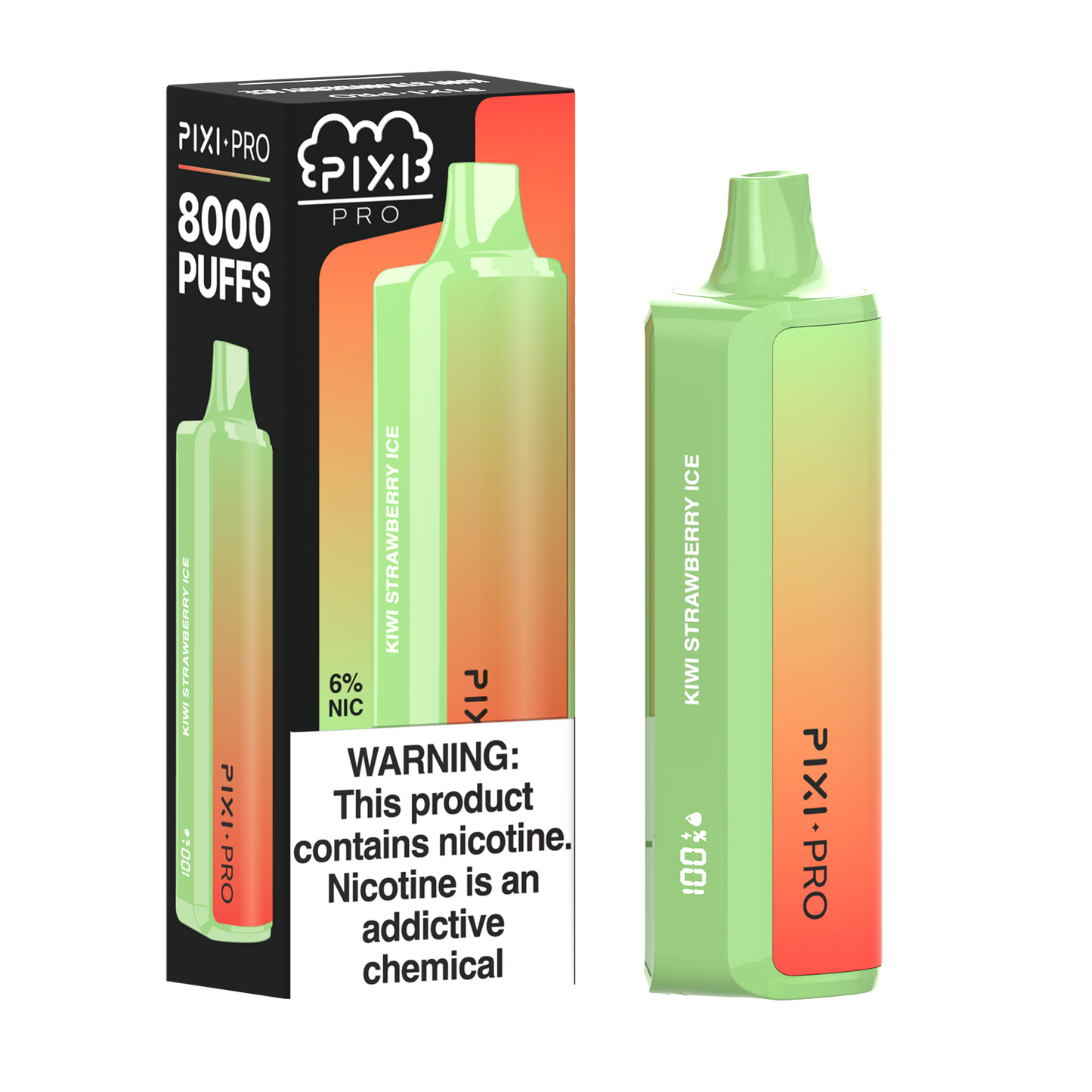 Pixi Pro Disposable | 8000 puffs | 14mL | 60Mg | MOQ 10pc | Kiwi Strawberry Ice with packaging