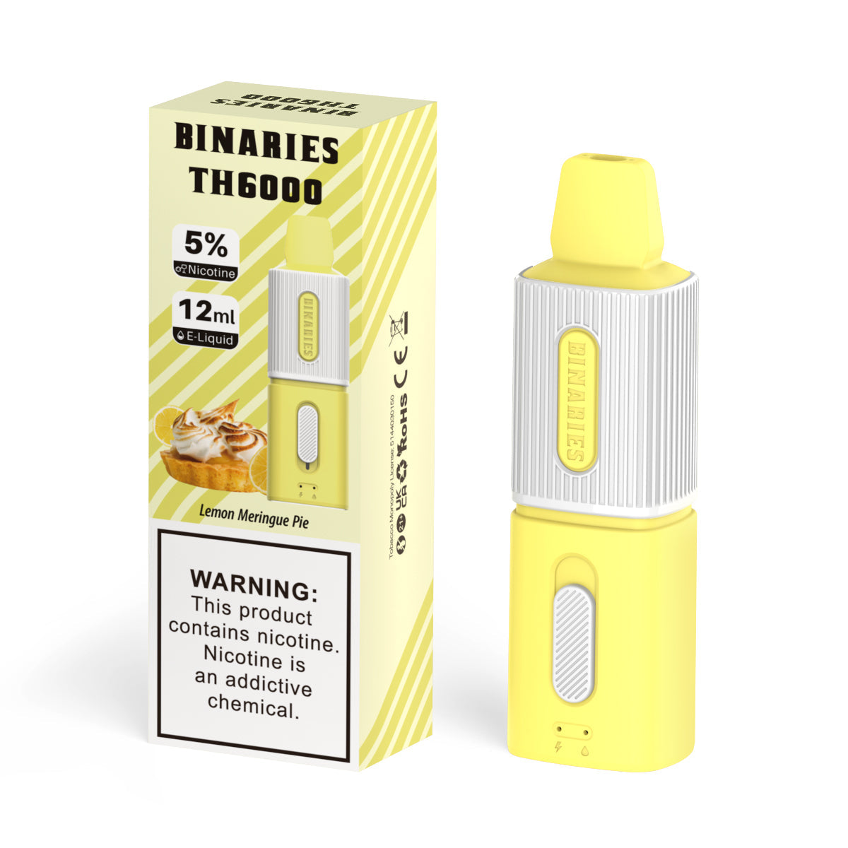 HorizonTech Binaries Cabin TH6000 Disposable | 6000 Puffs | 12mL | 50mg | MOQ 10 | Lemon Meringue Pie with Packaging 