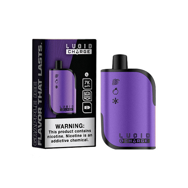 Lucid Charge Disposable | 7000 Puffs | 14mL | 50mg | MOQ 10 | Grapple Ice with Packaging