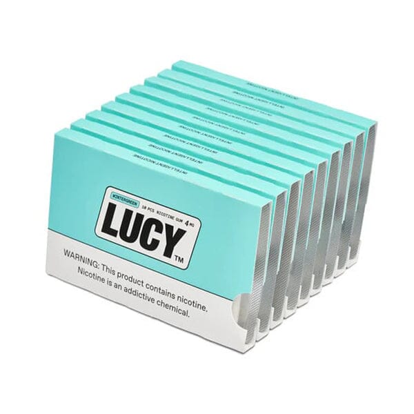 Lucy Nicotine Gum 10-Piece Blister Pack MOQ 10 | Wintergreen with Packaging