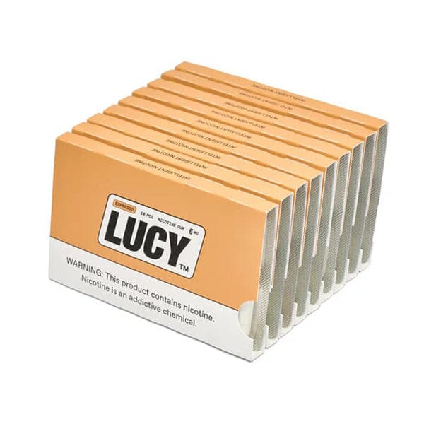 Lucy Nicotine Gum 10-Piece Blister Pack MOQ 10 | Espresso with Packaging