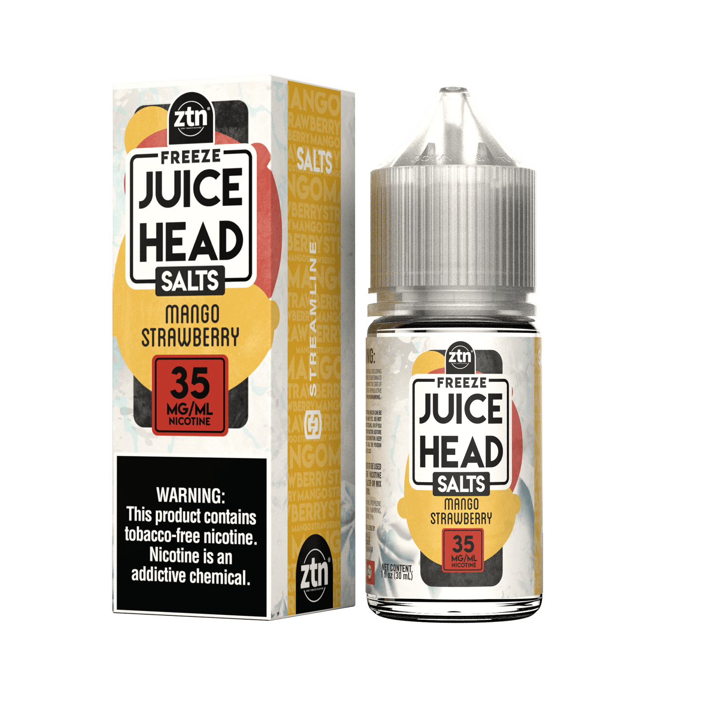 Juice Head Salt Series E-Liquid | 30mL | 35mg | Salt Nic | Mango Strawberry Freeze with packaging