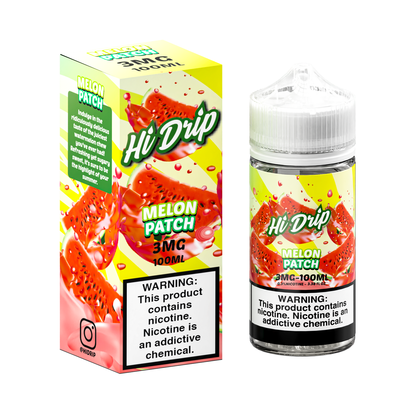 Hi-Drip Series E-Liquid | 100mL |(Freebase) | 3mg | Melon Patch with packaging