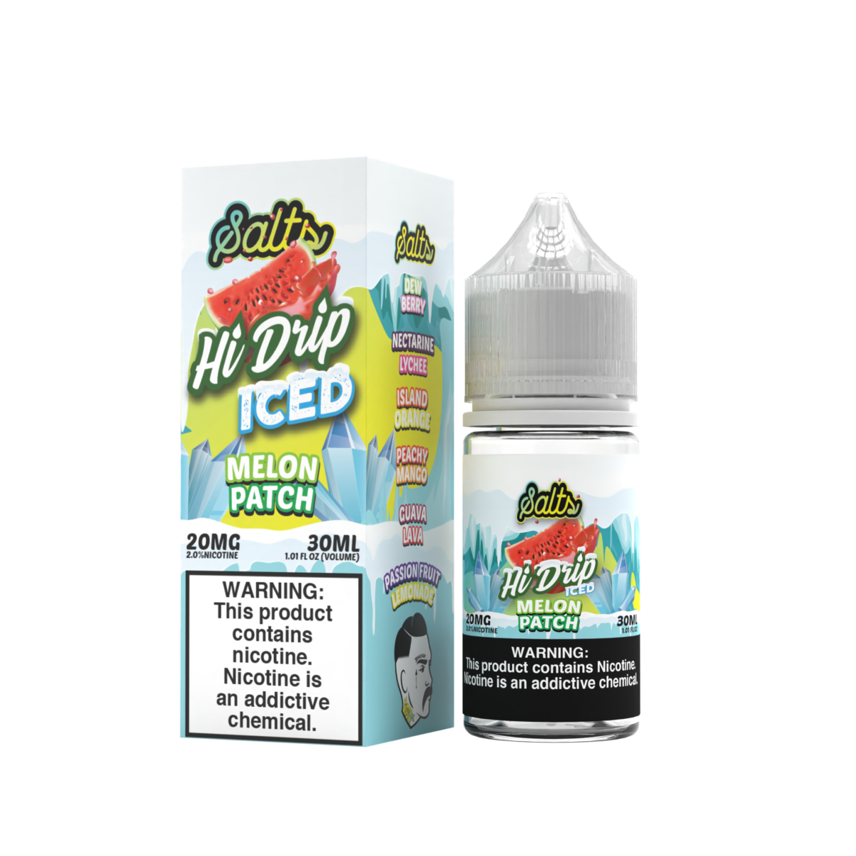 Hi-Drip Salt Series E-Liquid | 30mL | 20mg | (Salt Nic) | Melon Patch Iced with packaging