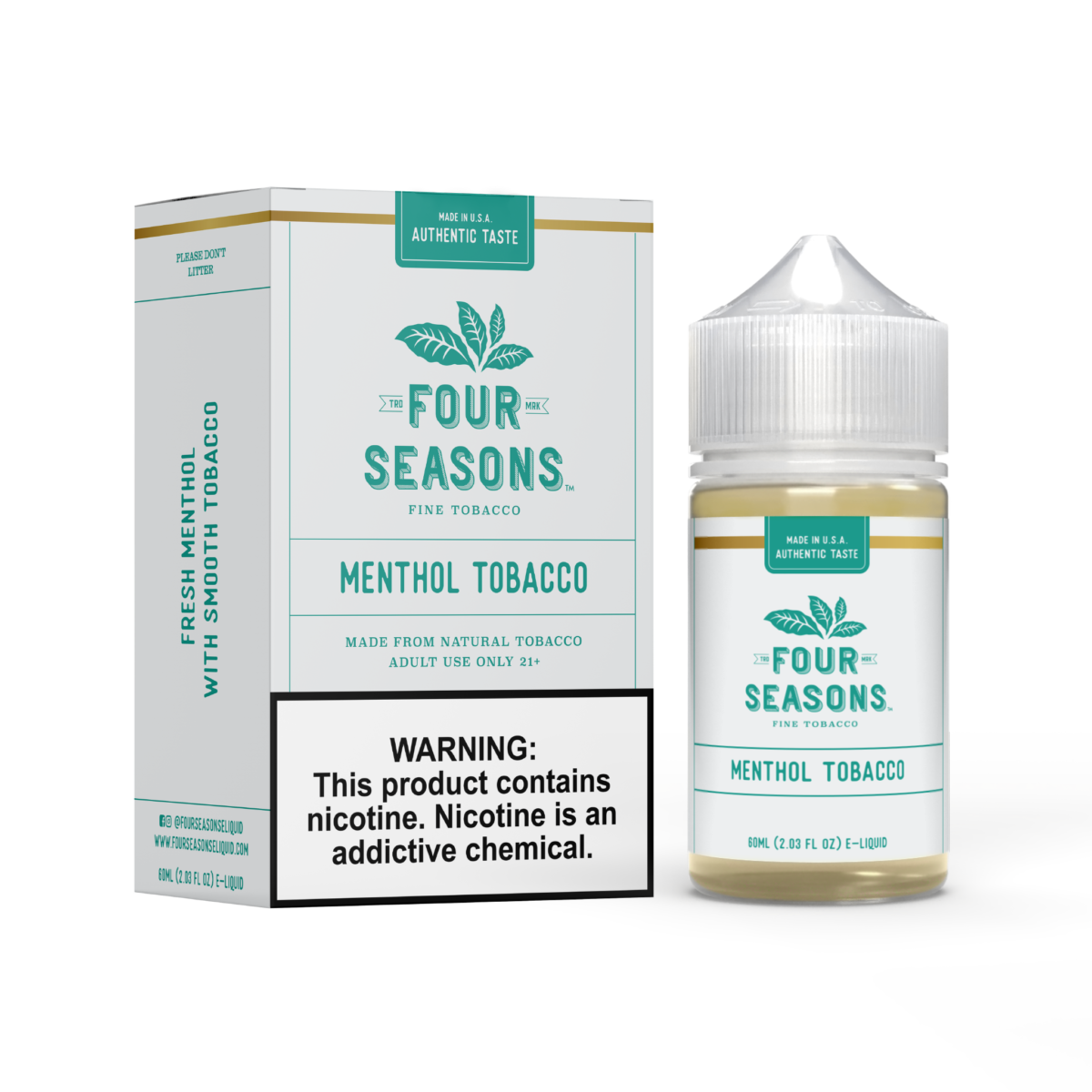 Four Seasons Series E-Liquid | 60mL | (Freebase) | Menthol Tobacco with packaging