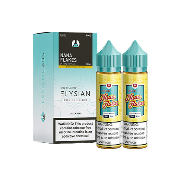 Elysian Series E-Liquid | 120mL | (Freebase) | 0mg | Nana Flakes with packaging