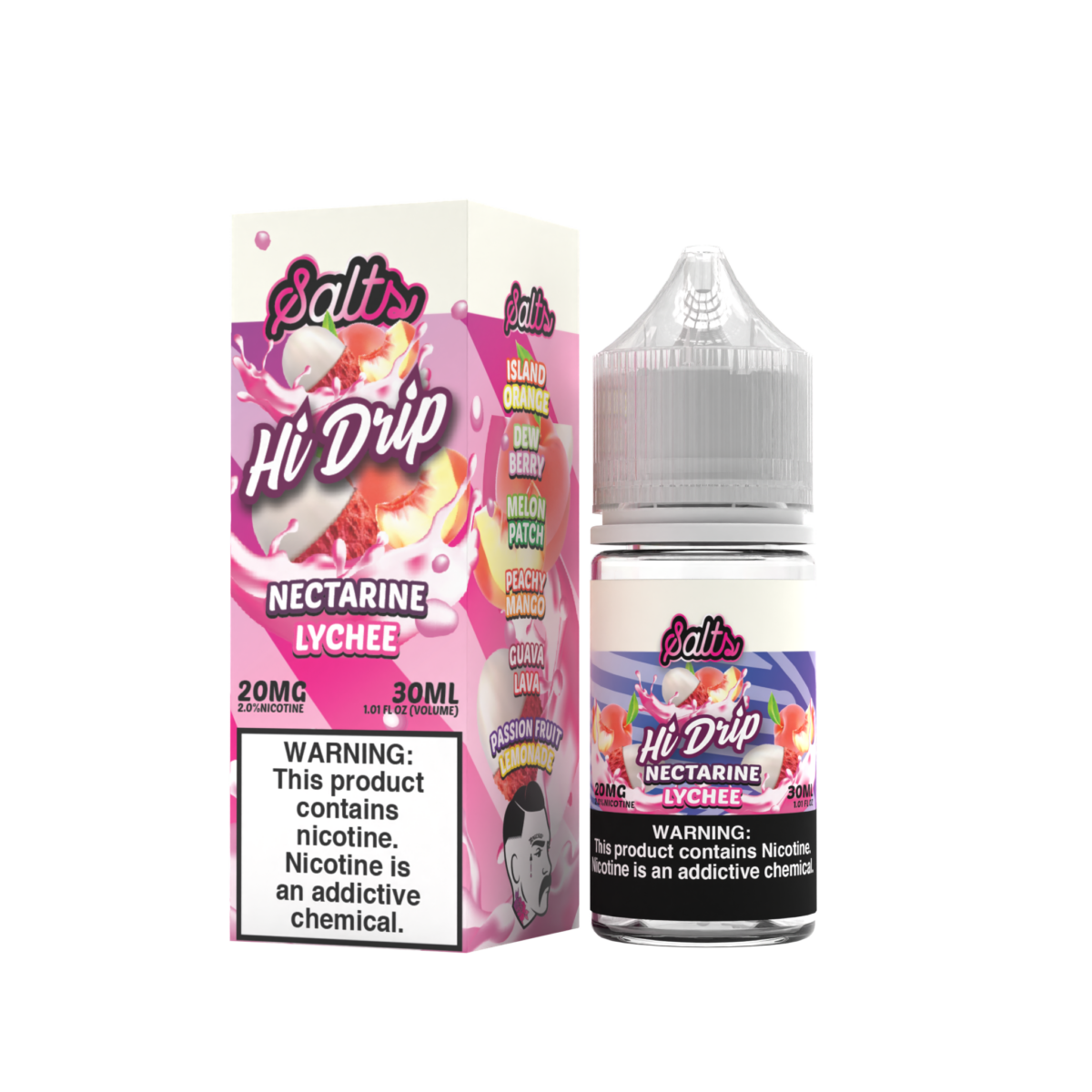 Hi-Drip Salt Series E-Liquid | 30mL | 20mg | (Salt Nic) | Nectarine Lychee with packaging