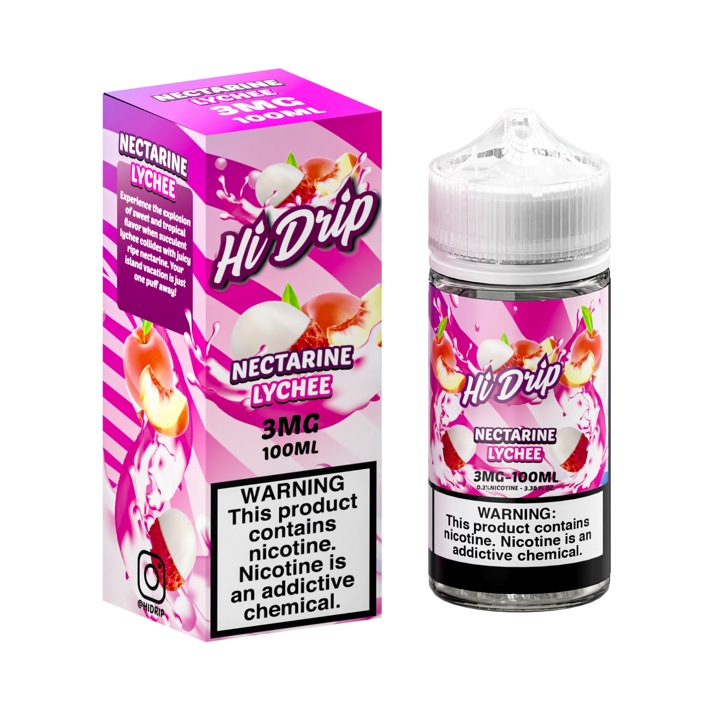 Hi-Drip Series E-Liquid | 100mL |(Freebase) | 3mg | Nectarine Lychee with packaging