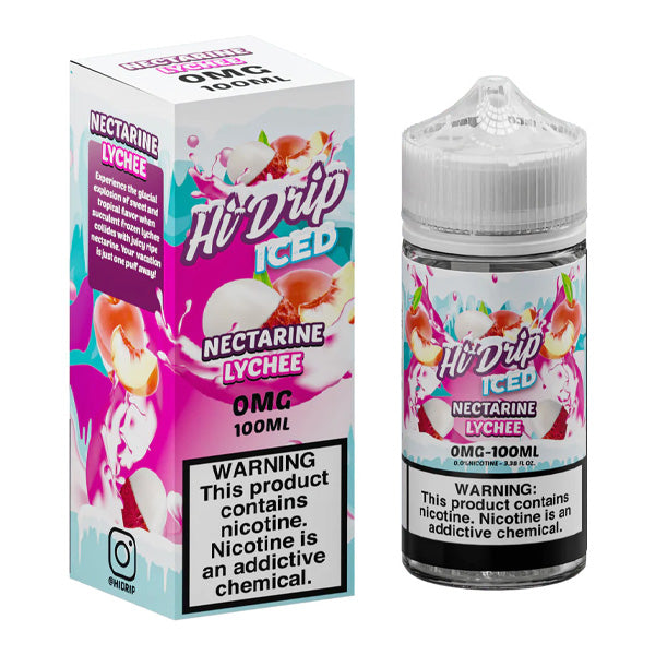 Hi-Drip Series E-Liquid 100mL (Freebase) | 0mg | Nectarine Lychee Iced with packaging
