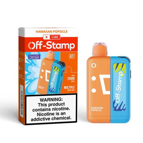 Off Stamp X Cube - 25K Puffs Disposable - 18mL 50mg (Disposable + Power Dock) | Hawaiian Popsicle with packaging