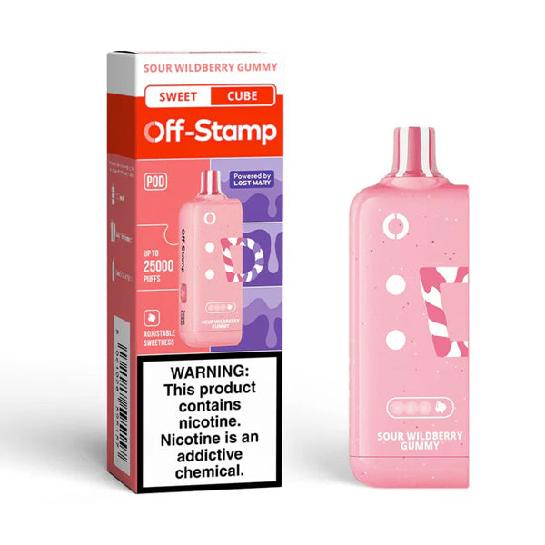Off Stamp X Cube Disposable POD | 25000 Puff | 18mL | 50mg | MOQ 5 | Sour Wildberry Gummy with packaging