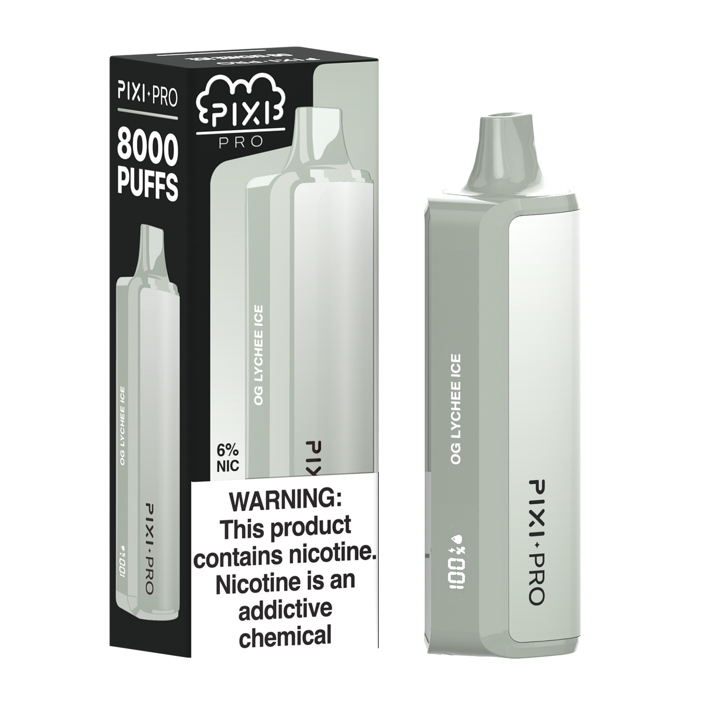 Pixi Pro Disposable | 8000 puffs | 14mL | 60Mg | MOQ 10pc | OG Lychee Ice with packaging