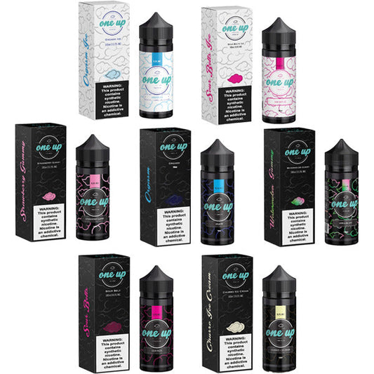 One Up TFN E-Liquid | 100mL | Freebase | Group Photo with packaging